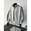 Moletom cardigã masculino clássico de três listras, estilo colegial retrô, modelagem solta, gola alta, peça externa esportiva, jaqueta casual para o dia a dia