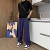 Pantalones de Malla Retro Americanos para Hombre, Nuevo Estilo de Verano, Pantalones Casuales Transpirables de Caída Suelta, Pantalones Largos Rectos de Pierna Ancha Versátiles