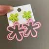 Pendientes de Moda de Plata de Ley 925 con Aguja, Bloques de Color Florales de Dopamina de Verano, Lujo Ligero de Gama Alta, Pendientes Súper de Hada Versátiles de Temperamento