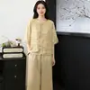 Moda Verano 2026 para Mamás, Conjunto de Dos Piezas Delgado y Holgado con Top de Manga Corta y Cuello Redondo para Mujeres de Mediana Edad y Mayores