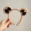 Faixa de Cabelo Fofa Coreana para Lavar o Rosto e Máscara Facial, Presilha Universal, Sino Macio e Ceroso, Faixa de Cabelo de Pelúcia de Urso, Headband
