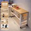 Estante de almacenamiento para cocina, multifuncional, de pie, mesa multicapa, tabla de cortar, banco de trabajo, estante de almacenamiento para microondas y utensilios de cocina, armario lateral