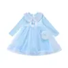 Elegante vestido de malla de manga larga para niñas pequeñas, perfecto para primavera y otoño, nuevo vestido de princesa Elsa 2026, colección de otoño