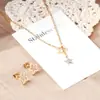 Pendientes de Estrella de Diamante Flash Calados de Diseño Europeo y Americano Cadena para Clavícula Colgante Conjunto de Collar y Pendientes de Estilo Frío Simple para Mujeres