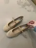 ¡Versión de piel de oveja! Bailarinas planas rojas vintage para mujer con una sola tira, punta redonda, corte bajo, adecuadas para combinar con faldas, zapatos de abuela