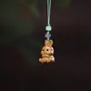 Talla de madera de sándalo verde, doce zodiacos, conjunto completo de rata, buey, tigre, conejo, dragón, serpiente, caballo, oveja, mono, pollo, perro, cerdo, colgante para teléfono móvil, bolso colgante