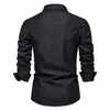 Camisa de Solapa de Mezclilla Nueva Ajustada de Primavera y Otoño Versión de EE. UU. Chaqueta Casual de Color Sólido de Moda para Hombre Camisa de Manga Larga para Hombre de Moda