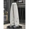 Otoño Otoño versión estrecha pantalones deportivos casuales funcionales estilo hombres y mujeres tendencia de alta calle americana pierna recta cleanfit pantalones largos
