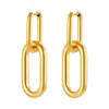 Colgante cuadrado de moda transfronterizo hebilla de oreja de acero inoxidable pendientes ovalados de alta calidad para mujer pendientes chapados en 18K venta al por mayor