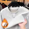 Camiseta de Manga Larga para Hombre de Venta Caliente Primavera Ropa Casual de Moda para Hombre de Mediana Edad Cuello Redondo Capa Base Sudadera Holgada Sudadera con Forro Polar Hombre