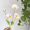Flores de Amapola de Seda Artificiales Afelpadas para Lugares de Boda, Flores Falsas para Hotel, Decoraciones de Mesa, Accesorios, Flores de Amapola Artificiales