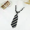 Corbata Pequeña Rayada Casera Estilo Japonés Ultra Corta para Mujeres, Linda Estilo Universitario Retro Marrón Sin Nudo Perezoso Hombres de Jardín de Infancia