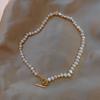 Collar de Perlas de Agua Dulce con Broche de Ópalo Barroco Diseño de Nicho Cadena para la Clavícula Pulsera de Amistad para Mujer Estilo Minimalista Fresco