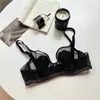 Uña de Gato Ultra-delgado Sexy Malla Hueca Ropa Interior para Mujer Pecho Grande Llamativo Pequeño Anillo de Acero Suave Pecho Anti-caída Conjunto de Sujetador