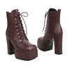 Botas femininas versáteis 34-48 outono e inverno transfronteiriças bico quadrado corte baixo couro botas de cor sólida zíper lateral salto alto botas femininas Martin
