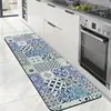 Tapete de Chão de Terra de Diatomáceas com Azulejo Floral Estilo Americano Tapete de Chão de Cozinha Conjunto de Duas Peças Resistente ao Desgaste Antiderrapante Tapete para Pés Doméstico Absorvente de Água Secagem Rápida