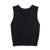 Chaleco de Punto de Moda Versátil sin Mangas con Cuello en V Estilo Europeo y Americano Ropa de Abrigo Adelgazante de Otoño Prenda para Vestir en Capas para Mujer