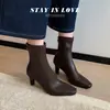 Botines finos de punta cuadrada estilo francés, botines negros de tacón alto, estilizan y son cómodos, de corte bajo, botines elásticos a la moda y versátiles, tallas 34-42