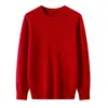 Nuevo Suéter de Lana Australiana de Cuello Redondo para Hombre de Primavera y Otoño Top Casual Camiseta Base de Color Sólido Suéter de Punto Versátil para Hombre