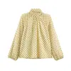 Comércio Exterior Atacado Primavera Novo Estilo Europeu e Americano Estampa de Bolinhas Camisa com Gola Laço 2075103107