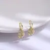 Aretes de Campana Navideña para Oreja, Aretes Sencillos Festivos Bañados en Tono Dorado Real con Aretes de Moda, Joyería de Corazón de Loto