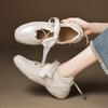 Mary Jane con Cordones de Cuero Genuino, Suela Gruesa, Aspecto Elegante, Cuadros, Deportivo, Tacón Medio, Punta Redonda para Mujer, Otoño 2025