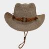 Sombrero de paja de ala ancha decorativo tejido a mano de moda artística estilo vacacional para mujer, casual para la playa, protección solar, parasol