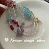 Moderna pulsera de mano estilo coreano S925 plata de ley cristal gota de agua morado y amarillo cristal azul y rosa pulsera de cuentas de plata versátil