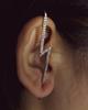 Brincos de Tarraxa Minimalistas com Detalhes em Diamante, Design de Folha Relâmpago, Brincos Helix para Mulheres, Design de Linha