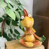Cross-border novo criativo resina artesanato desenho animado meditação galo jardim pátio casa desktop decoração interior
