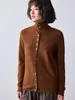 Cardigan de sarja com lapela feminino para outono e inverno, jaqueta de tricô texturizada de corte solto para o trajeto, peça de outer wear de mangas compridas simples e elegante