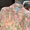 Camisa de gasa con cuello de muñeca floral dulce francés para mujer, diseño de verano, top elegante y único.