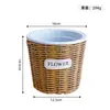 Vaso de flores de imitação de rattan, cesta de flores trançada, cesta de mão, cesta de arranjo de flores secas trançada em rattan, recipiente para flores de plantas verdes suculentas, vaso de flores de imitação de rattan para suculentas
