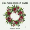 1 pieza de corona de rosa artificial y gypsophila para la puerta principal - una pequeña corona de flores florecientes para el hogar de estilo rural durante todo el año, boda, vacaciones, decoración interior y exterior, verde realista para decoración de primavera, verano, otoño e invierno