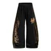 Pantalones de Chándal con Estampado de Leopardo y Raya Patchwork Pierna Curva para Mujer Marca de Moda Sueltos Versátiles Danza de Jazz Deportivos Casuales Pantalones de Pierna Ancha