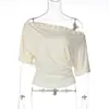 Camiseta corta de manga corta con tachuelas estilo francés picante para mujer, moda verano 2026 top corto ajustado para mujer