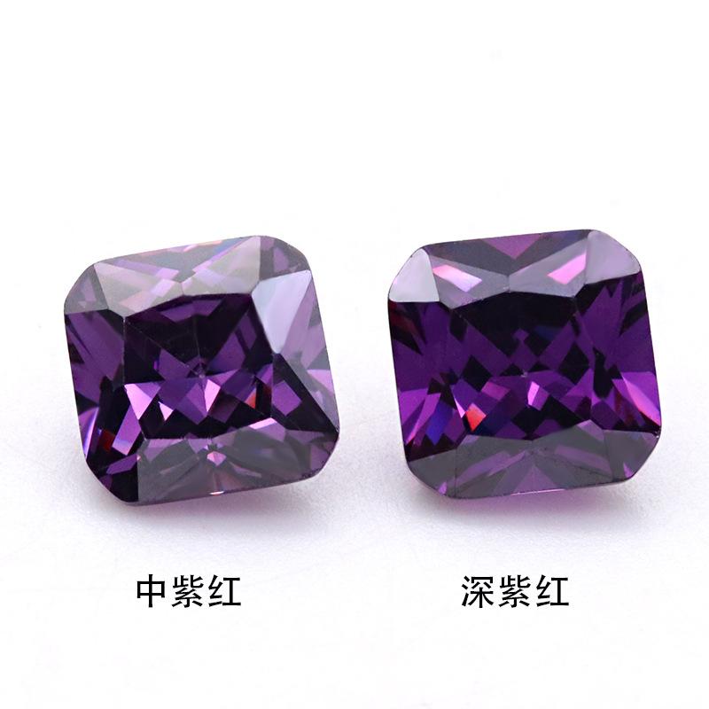 正方倒角紫红锆石