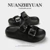 Fábrica de Zapatos Qidan Sandalias de Suela Gruesa Estilo Birkenstock para Mujer, Verano, Doble Hebilla, Sencillas para el Hogar, Antideslizantes, Sandalias para Exteriores y Playa