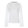 Camiseta de Manga Larga con Estampado de Letras Estilo Americano 11Kn para Mujer, Corte Ajustado, Ceñida a la Cintura, Adelgazante, Top Casual de Moda con Cuello Alto