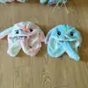 Gorra de felpa con orejas de conejo luminosas para apretar a mano, con bolsa de aire, orejas móviles, gorra de dibujos animados para padres e hijos
