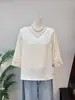Zhi LiBlusa Base Jacquard Estilo Chino Nuevo Manga con Lentejuelas Cuello en V Manga Media Elegante Verano Nuevo 2026 1
