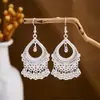 Estilo Étnico Pendientes de Imitación de Plata Miao Pendientes Largos Colgantes con Borlas Estilo Antiguo de Lugar Escénico Pendientes de Botón Joyería Étnica Miao para Mujer Venta al por Mayor