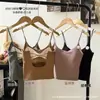 9981 Novo Colete de Tecido Escovado Outono/Inverno com Alças Cruzadas e Bojos, Versátil e Estiloso, Adequado para Usar em Camadas ou Sozinho