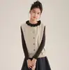 Cárdigan de Manga Larga con Cuello Redondo y Botones para Niña de Lana Merino, Estilo Nuevo Otoño 2026, Chaleco sin Mangas Artístico en Capas Casual para Niños
