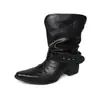 Botas de motocicleta de estilo británico de 4.5 cm, a la moda y geniales, nuevo modelo otoño e invierno 2026, punta fina, tacón grueso, botines con hebilla para mujer