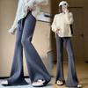 Pantalones acampanados slim de cintura alta de talla grande para mujer 2024 pantalones nuevos de otoño e invierno con caída recta de punto de pierna ancha