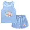 Colete de Verão Infantil 2023 Shorts Quentes Camisa Básica Casual Coreana Suor Absorvente Doce Moletom Sem Mangas Infantil