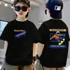Camiseta de algodón puro de manga corta para niños, nuevo estilo de verano con estampado de letras de dibujos animados, top holgado de moda para bebé de media manga
