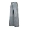 Jeans Lavado Antigo Marca Nacional de Moda Casual Europeu e Americano Perna Larga Hip-Hop Masculino e Feminino Perna Larga Solto Hip-Hop Tendência Calça Mop