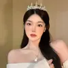 Novos acessórios de cabeça para noivas internacionais, coroa, joias de casamento de luxo europeias e americanas, faixa de cabeça com strass, coroa de liga de aniversário de princesa